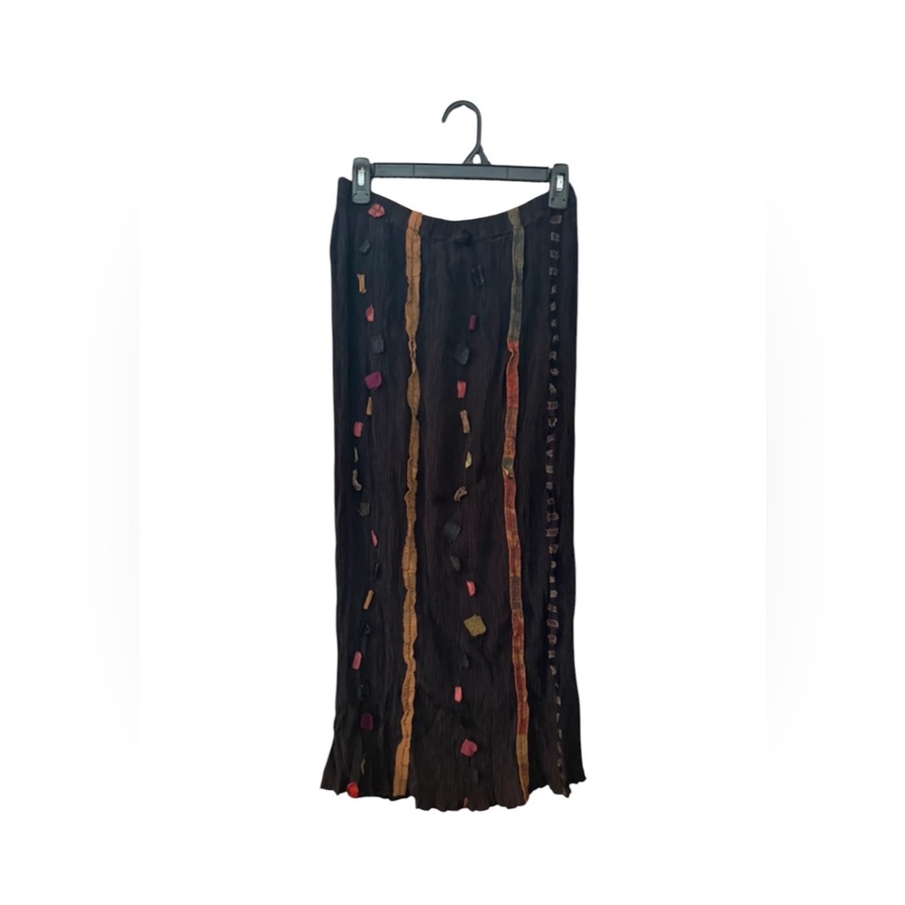 VTG Staley Gretzinger Appliqué Maxi Skirt Whimsigoth Fairy Grunge Art to Wear M